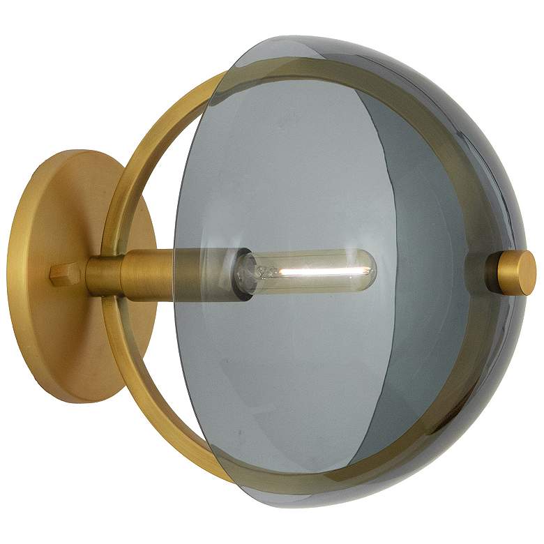 Image 1 Copernica 8.5"H Lacquer Burnish Brass And Smoke Wall Sconce