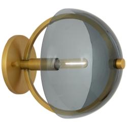 Copernica 8.5"H Lacquer Burnish Brass And Smoke Wall Sconce