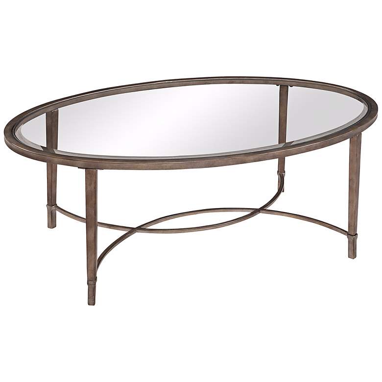 Image 1 Copia Oval Glass and Antique Silver Cocktail Table