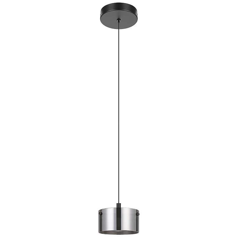 Image 1 Copillos 5.9 inch Wide 1 Light Black LED Mini Pendant With Black Glass Sha