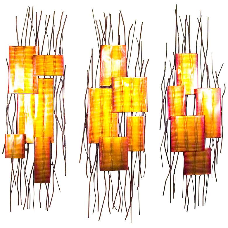 Image 1 Copper Forest II 3-Piece 39" High Metal Wall Art Set