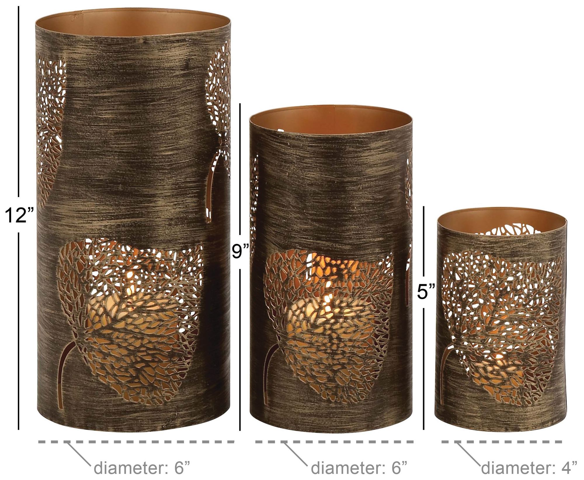 Image 6 Copper Metal Eclectic Candle Lantern, S/ more views