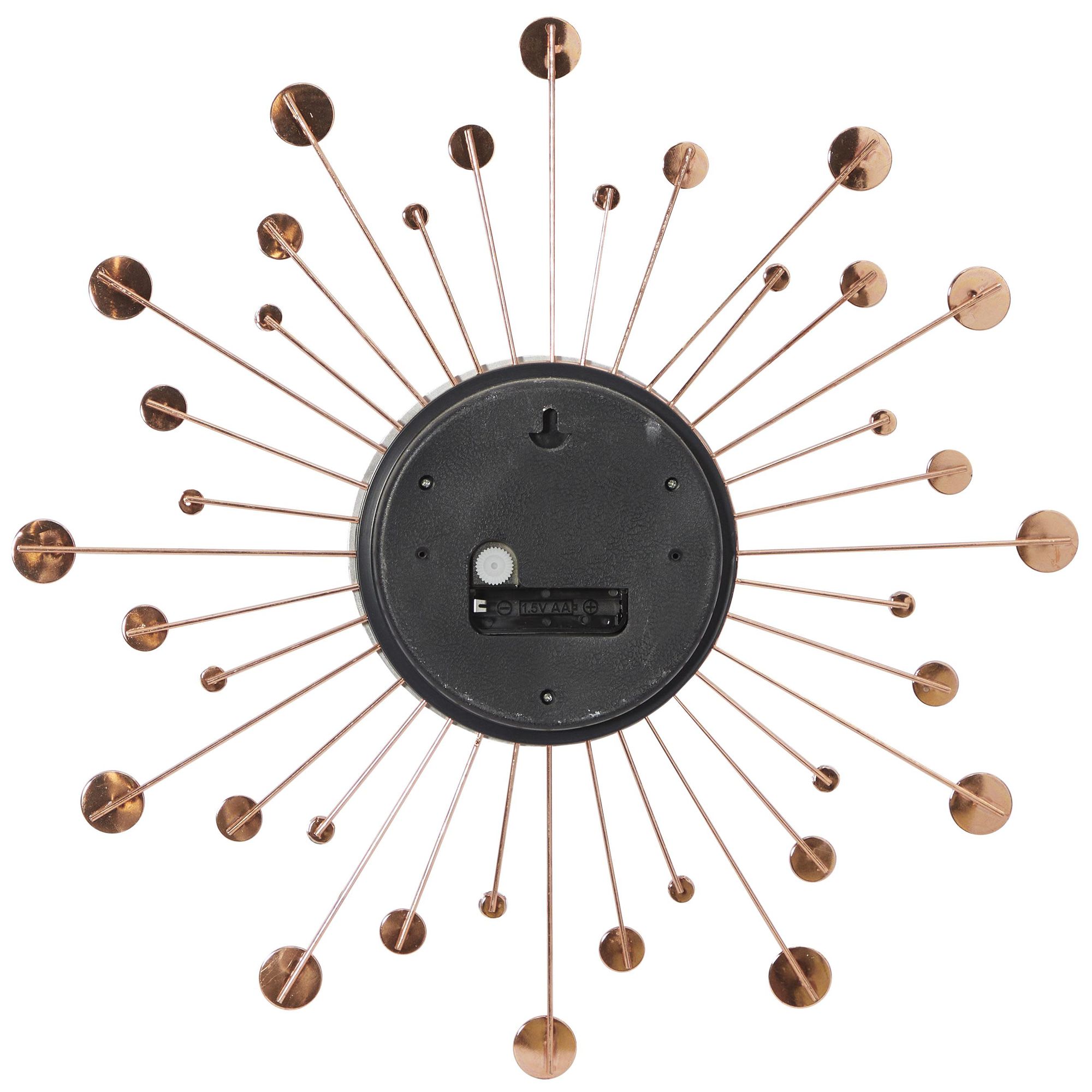 Image 4 Copper Metal Glam Wall Clock, 15" x 1" x 15" more views