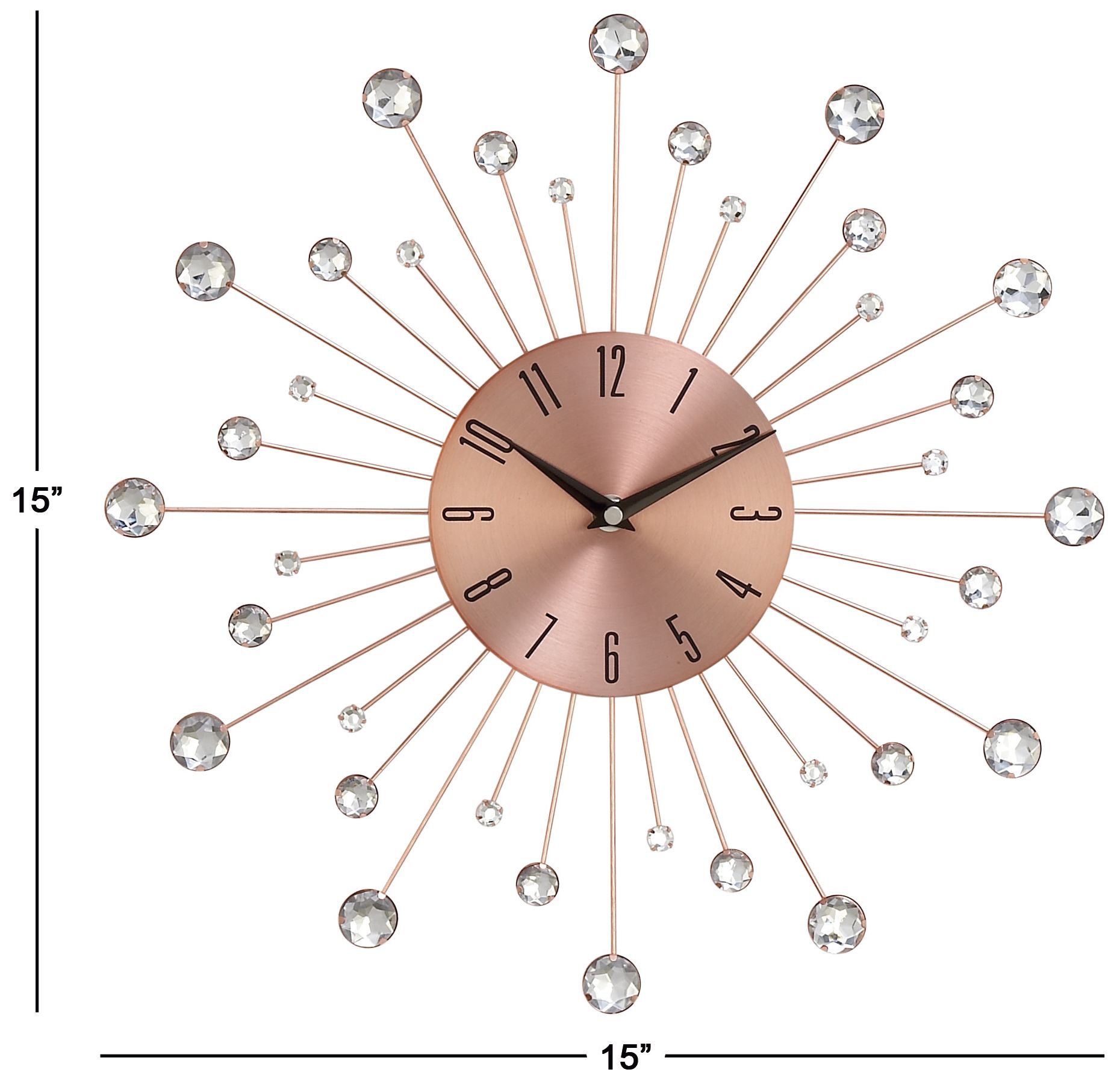 Image 6 Copper Metal Glam Wall Clock, 15" x 1" x 15" more views