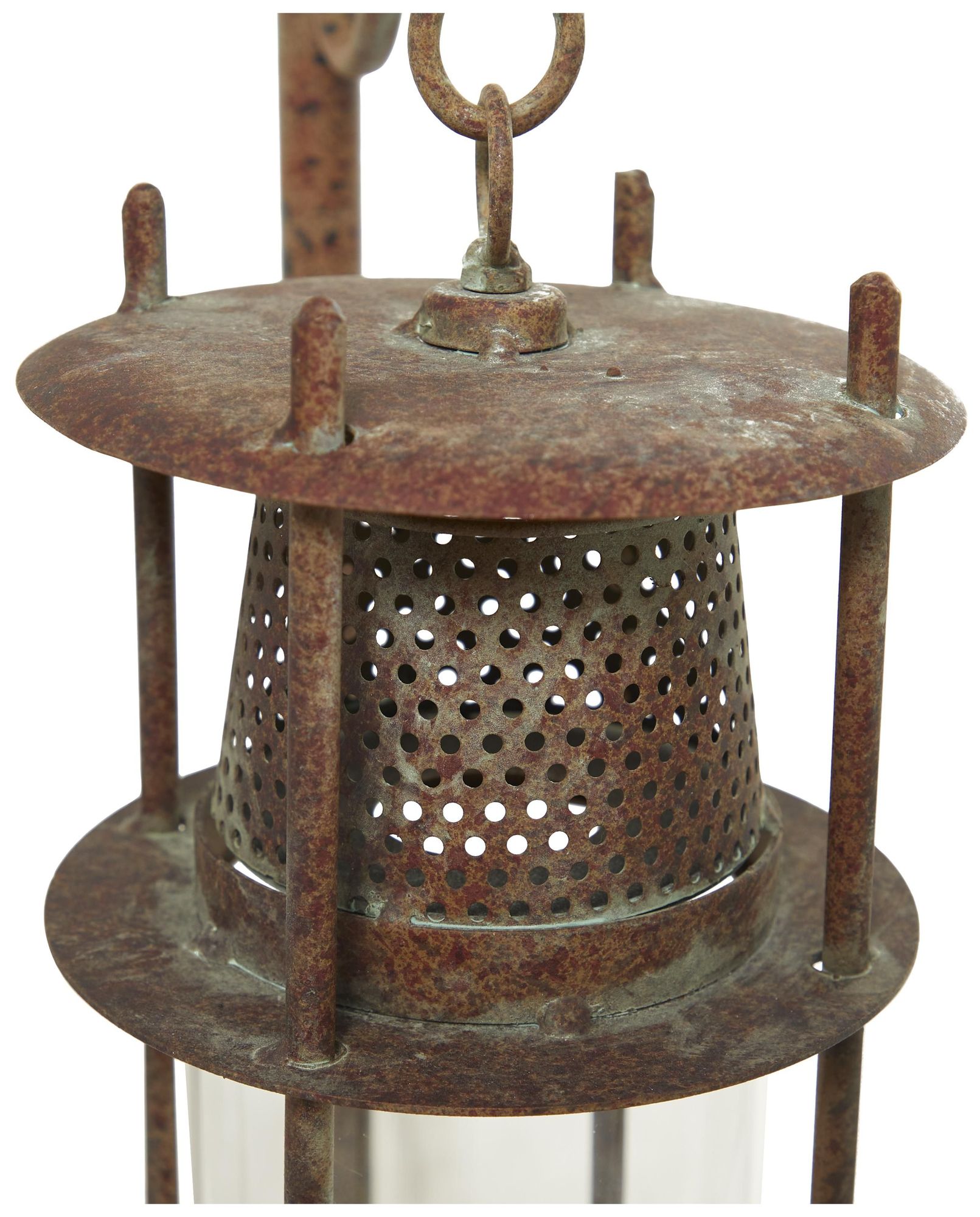 Image 2 Copper Metal Rustic Candle Lantern, 16" x 16" x 54" more views