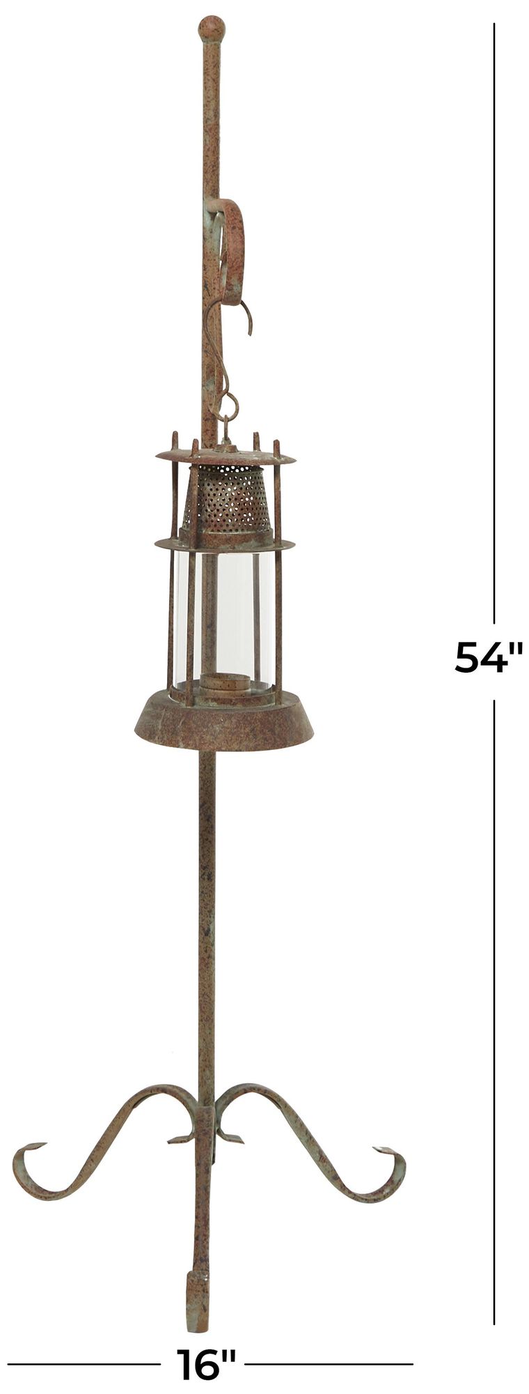 Image 6 Copper Metal Rustic Candle Lantern, 16" x 16" x 54" more views