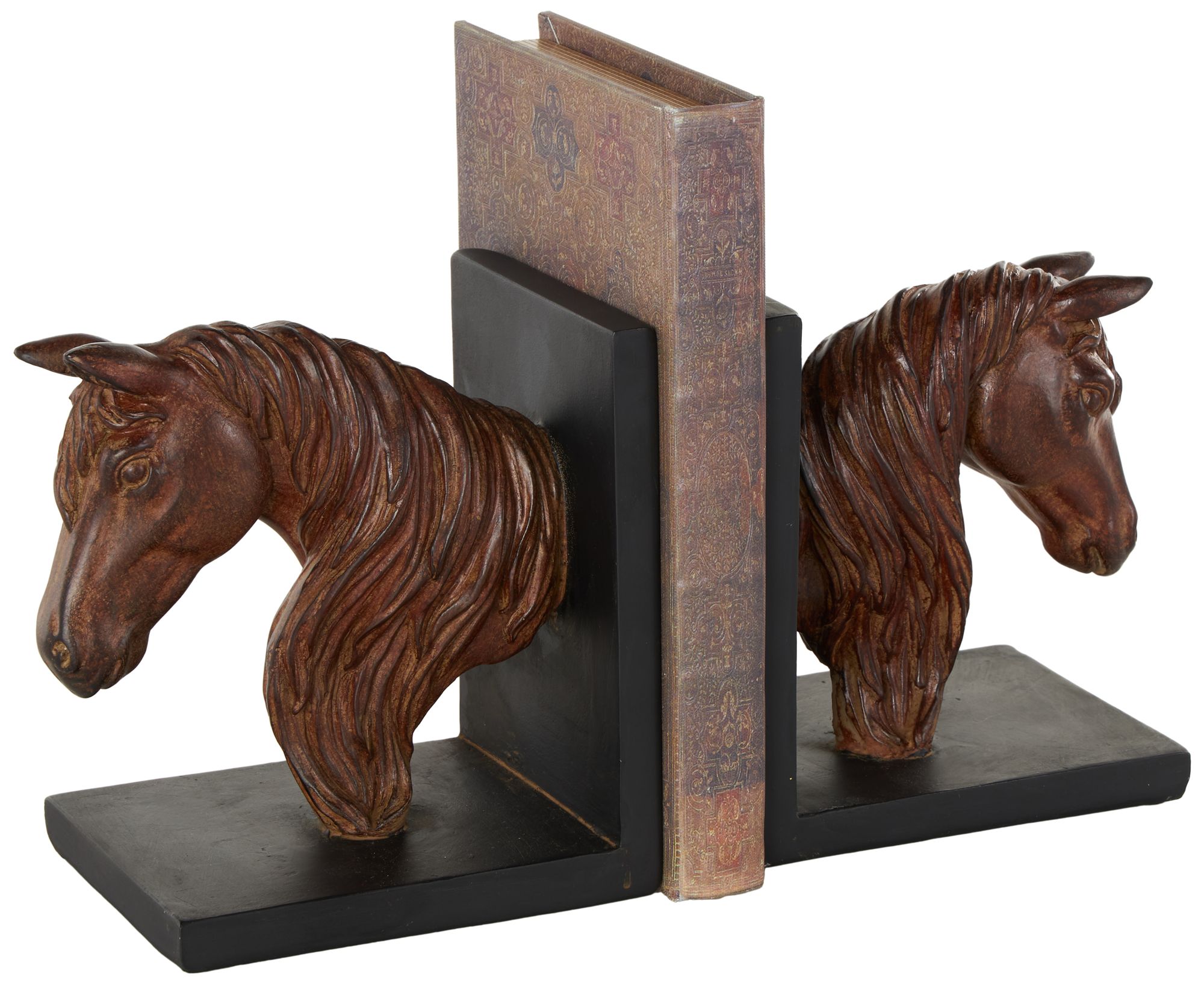 Image 2 Copper Polyresin Traditional Bookends, S/2 6"W, 6"H