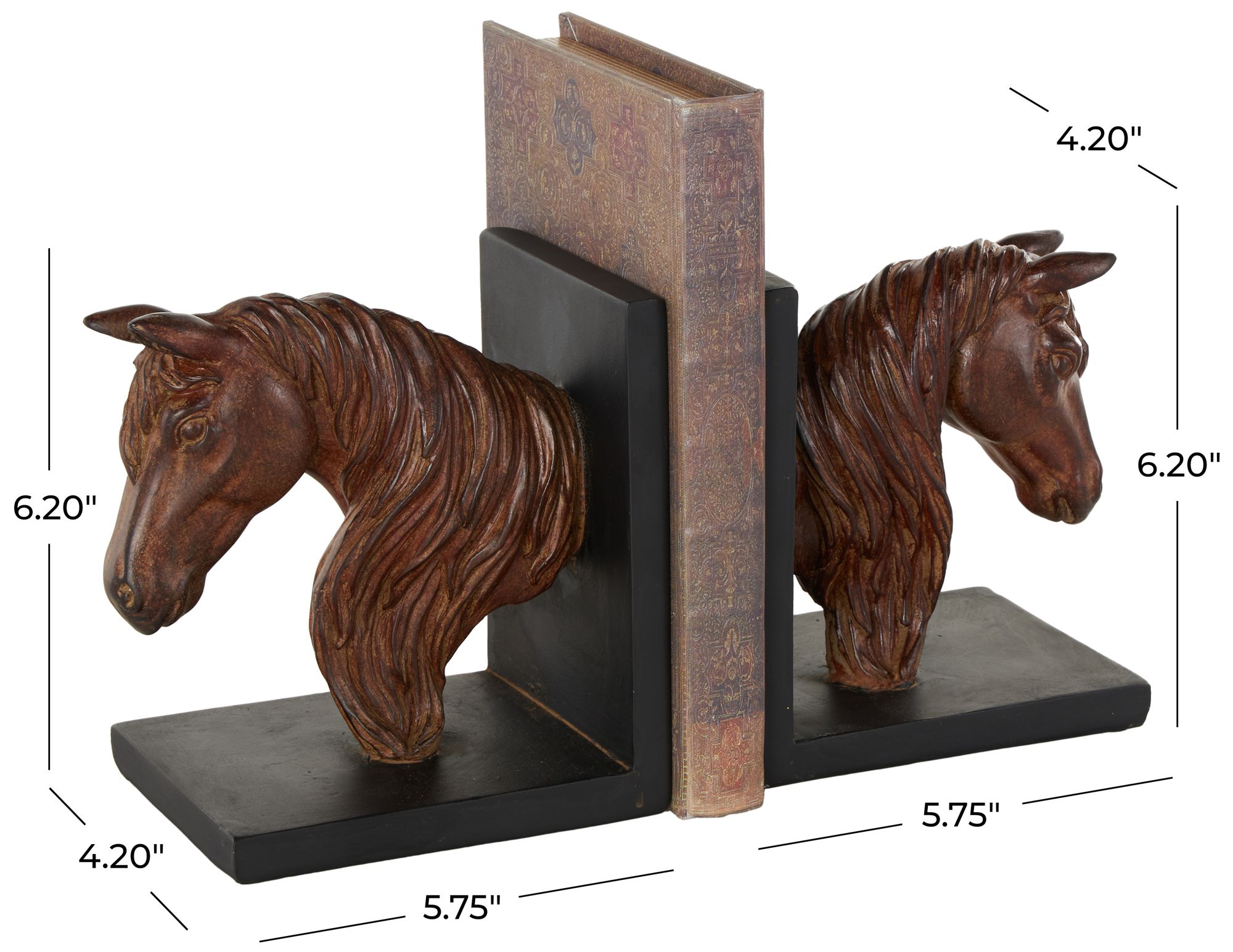 Image 7 Copper Polyresin Traditional Bookends, S/2 6"W, 6"H more views