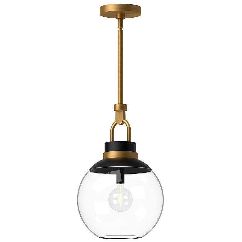 Image 1 Copperfield 12" Wide Aged Gold and Clear Glass Mini Pendant