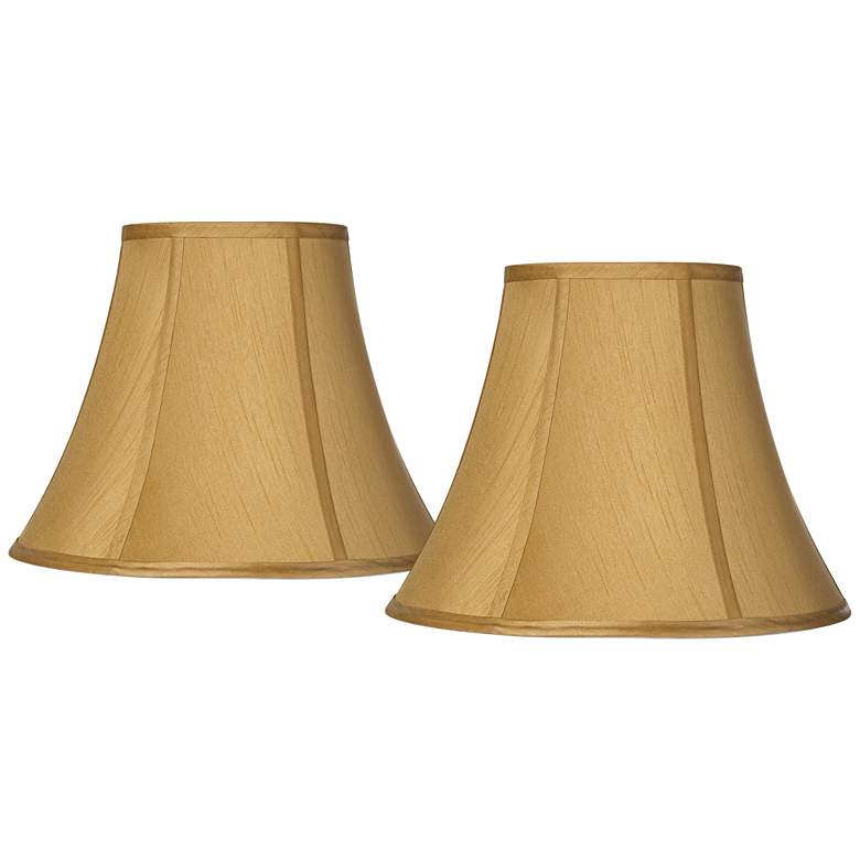 Image 1 Coppery Gold Fabric Set of 2 Bell Shades 7x14x10.5 (Spider)