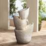 Watch A Video About the Three Urn Cascading Coastal Modern Fountain with LED Lights
