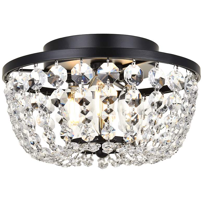 Image 2 Cora 10" Wide Black with Crystal Ceiling Light