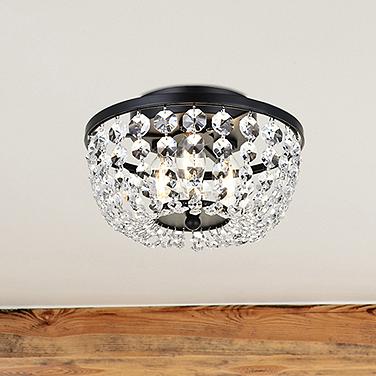 Cora 10" Wide Black with Crystal Ceiling Light