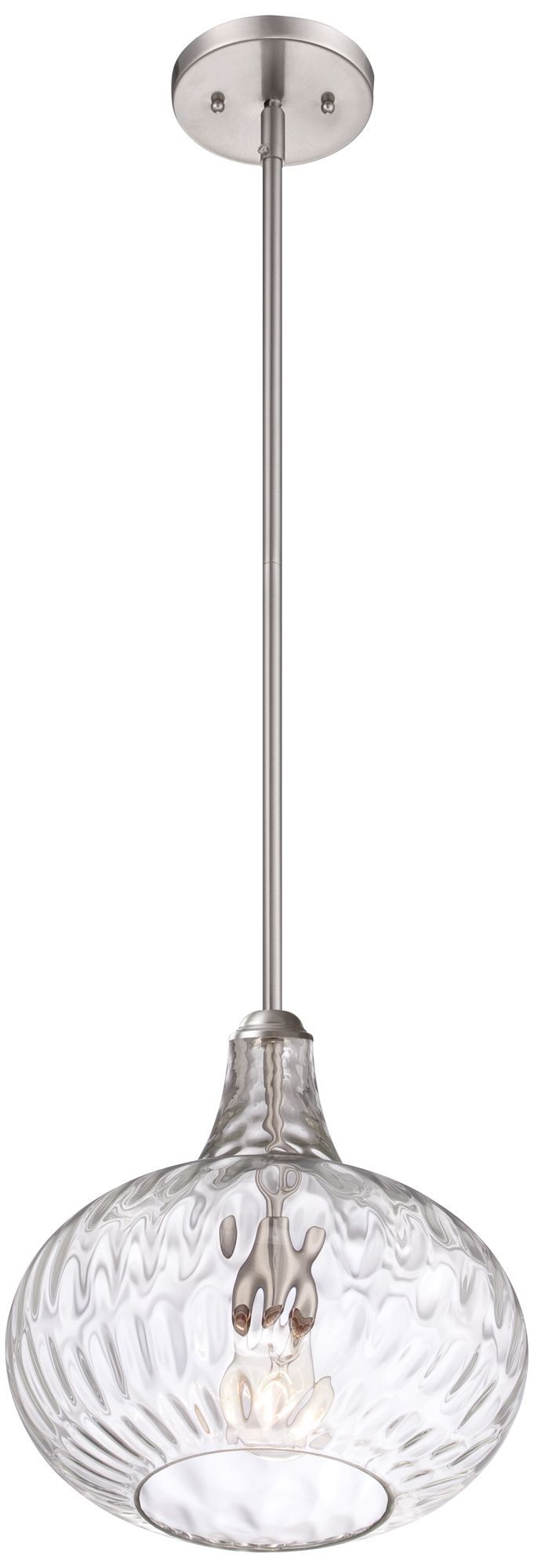 Cora 11" Wide Modern Nickel and Textured Glass Pendant Set of 2