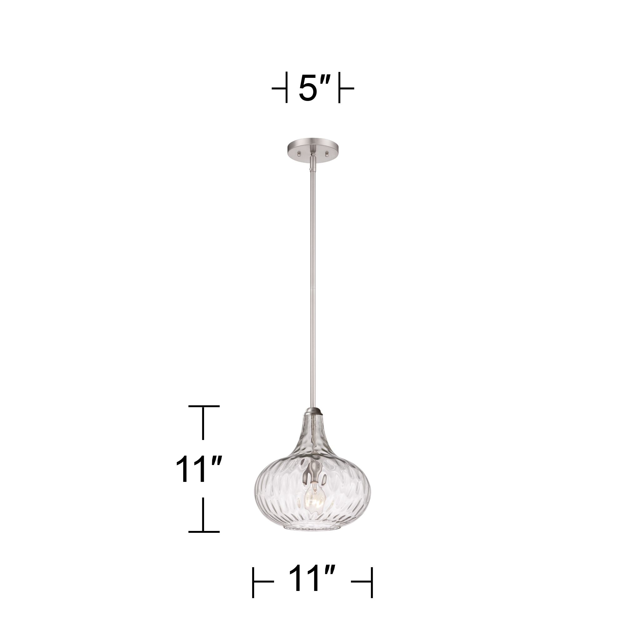 Cora 11" Wide Modern Nickel and Textured Glass Pendant Set of 2