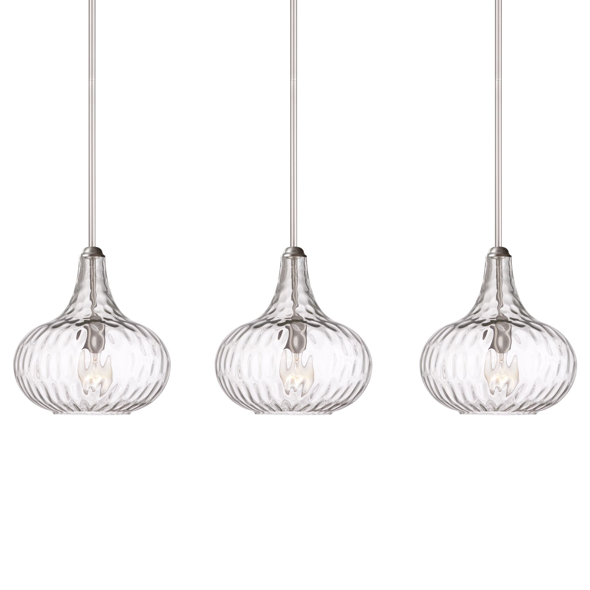 Image 2 Cora 11" Wide Modern Nickel and Textured Glass Pendant Set of 3