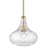 Cora 11" Wide Plated Gold Hammered Glass Mini Pendant