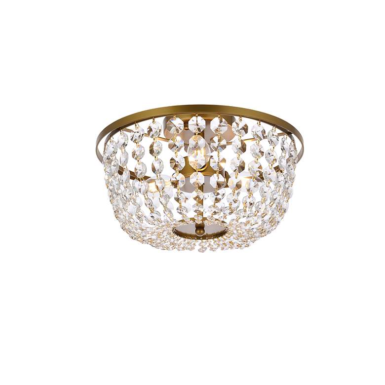 Image 4 Cora 13" Wide Brass and Crystal 3-Light Ceiling Light more views