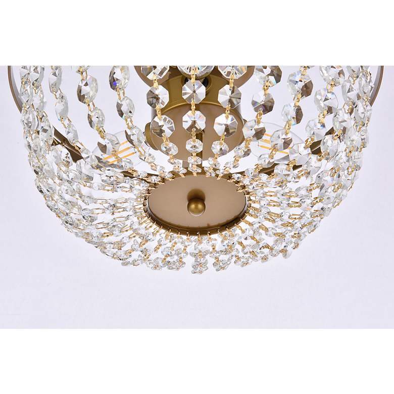 Image 5 Cora 13" Wide Brass and Crystal 3-Light Ceiling Light more views