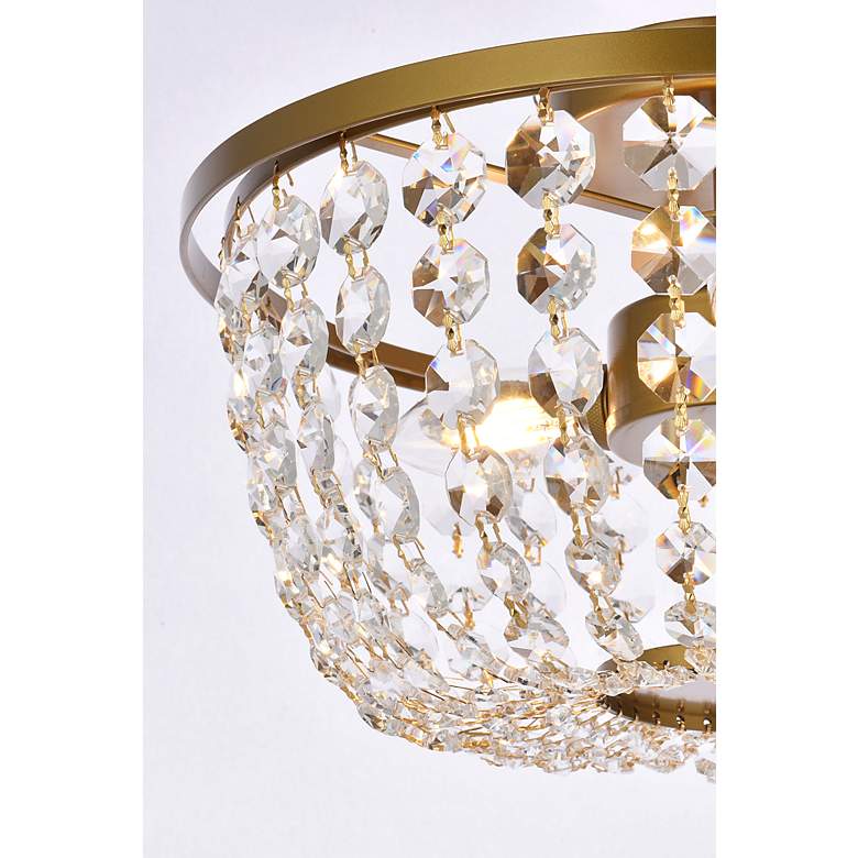 Image 6 Cora 13" Wide Brass and Crystal 3-Light Ceiling Light more views