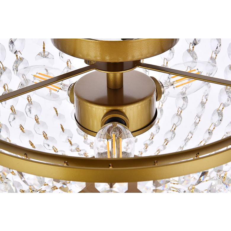 Image 7 Cora 13" Wide Brass and Crystal 3-Light Ceiling Light more views
