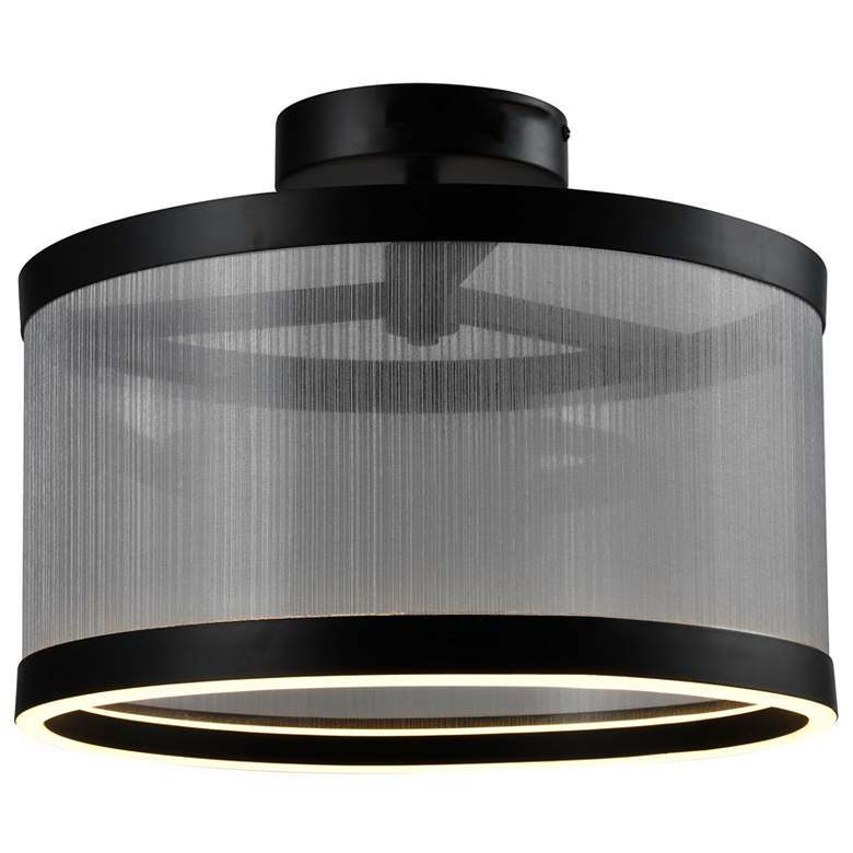 Image 1 Cora 14.96" Wide Black Semi Flush Mount w/ Silver Shade