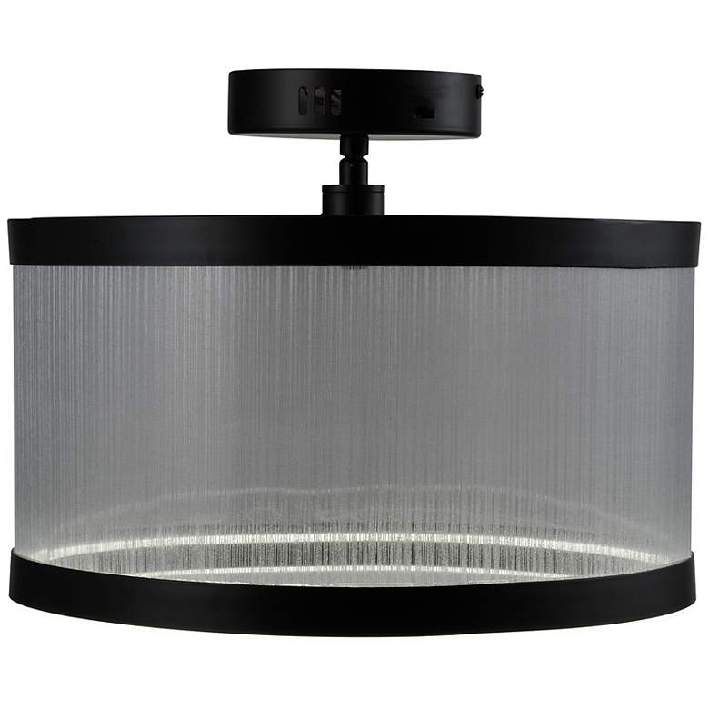 Image 2 Cora 14.96" Wide Black Semi Flush Mount w/ Silver Shade more views