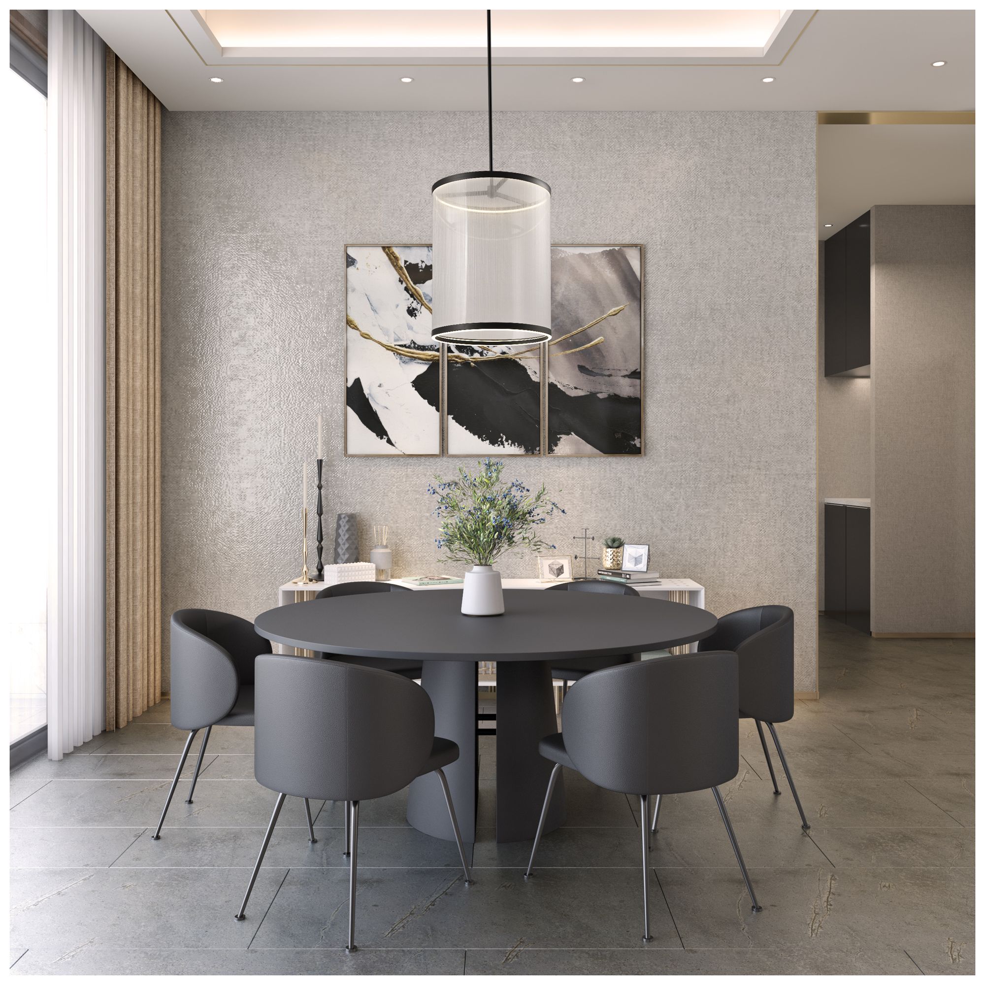 Cora 17 3/4" Wide Black LED Cylinder Pendant Light