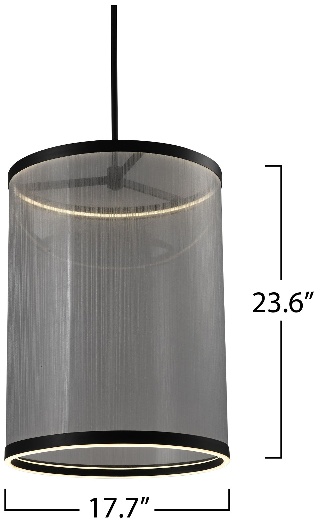 Cora 17 3/4" Wide Black LED Cylinder Pendant Light
