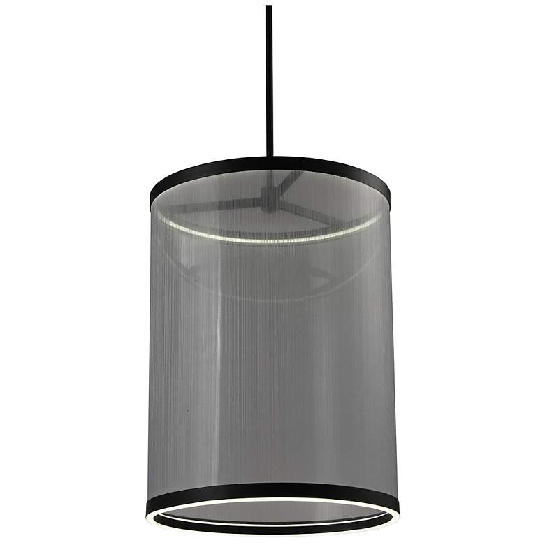 Image 4 Cora 17 3/4" Wide Black LED Cylinder Pendant Light more views
