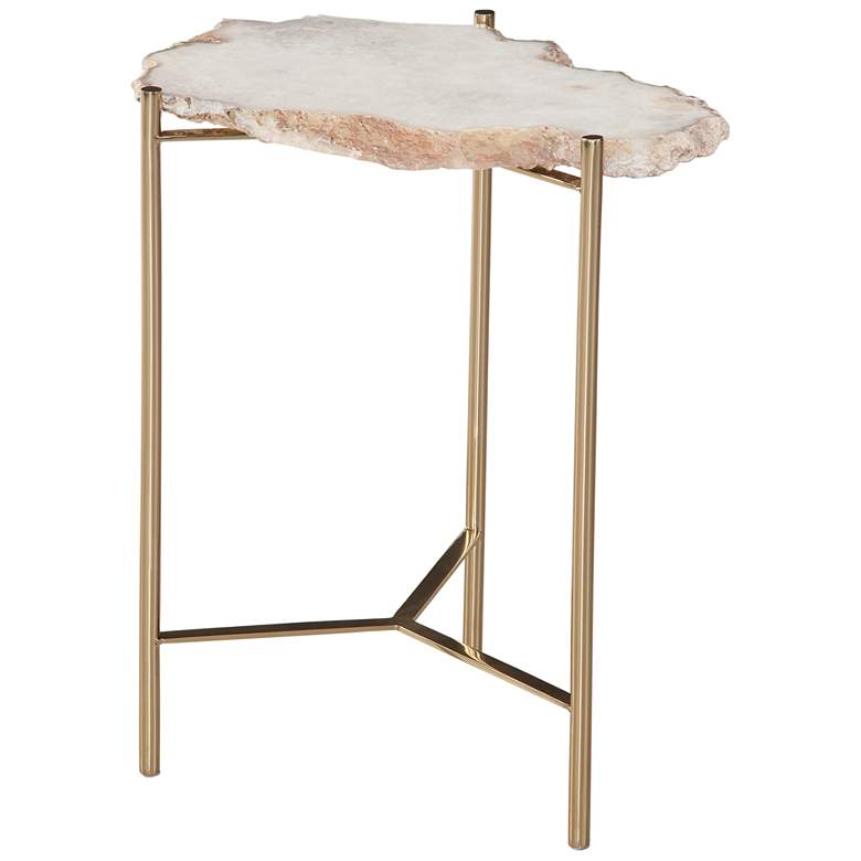 Image 1 Cora 21 inch Champagne Gold and Natural Marble Accent Table
