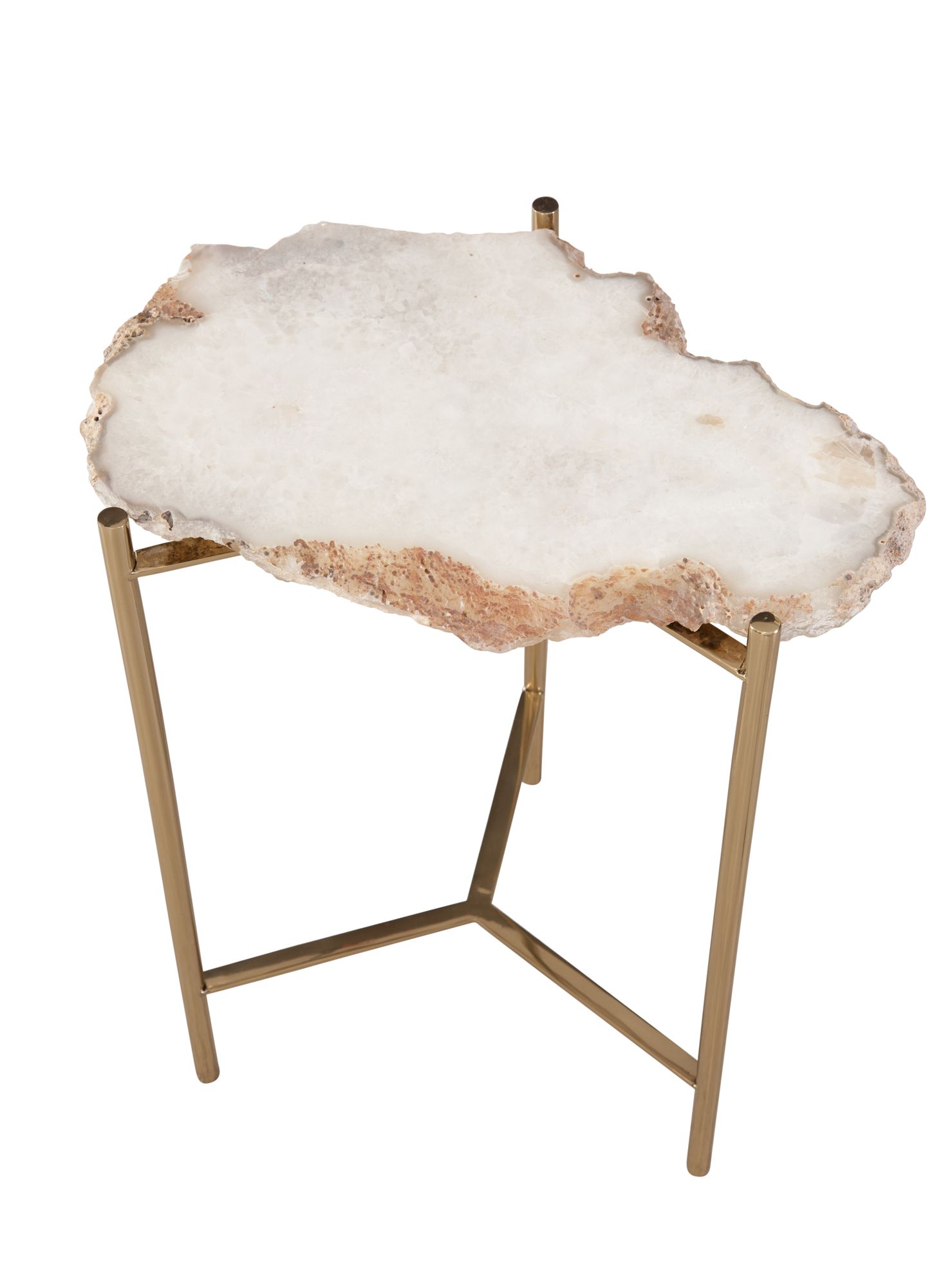 Image 2 Cora 21" Champagne Gold and Natural Marble Accent Table more views