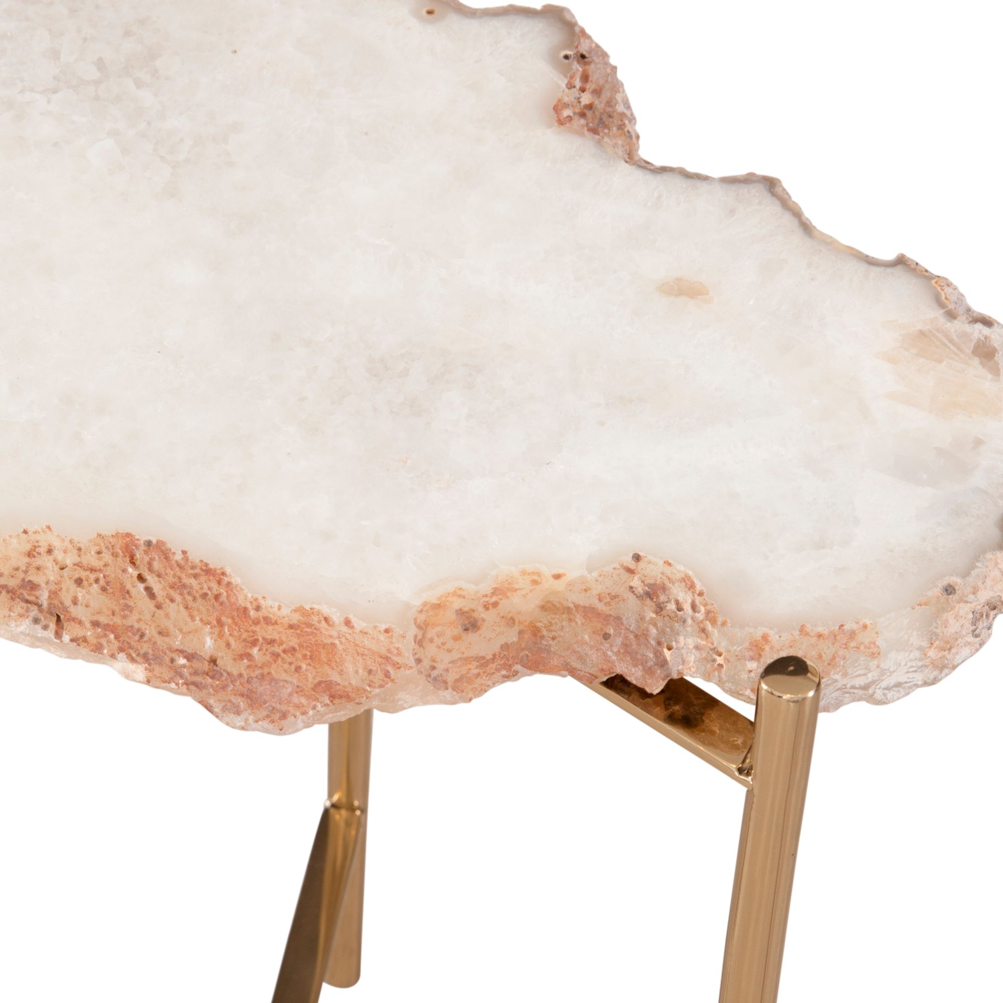 Image 3 Cora 21" Champagne Gold and Natural Marble Accent Table more views