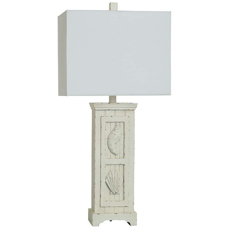 Image 1 Cora 30" High Old White Table Lamp With Off-White Shade