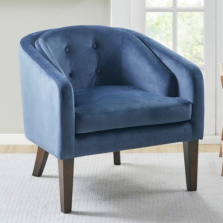 Image 1 Cora Blue Tufted Velvet Fabric Accent Chair