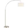 Cora Brushed Nickel Arc Floor Lamp with USB Dimmer