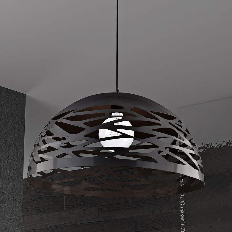 Image 1 Coral 16" Wide Painted Black Dome Pendant Light