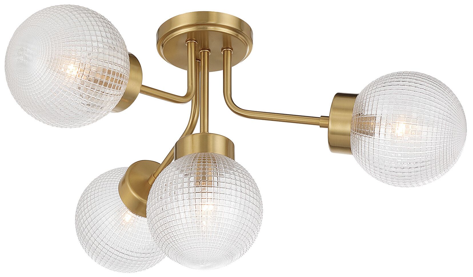 Coral 4-Light Semi-Flush in Warm Brass