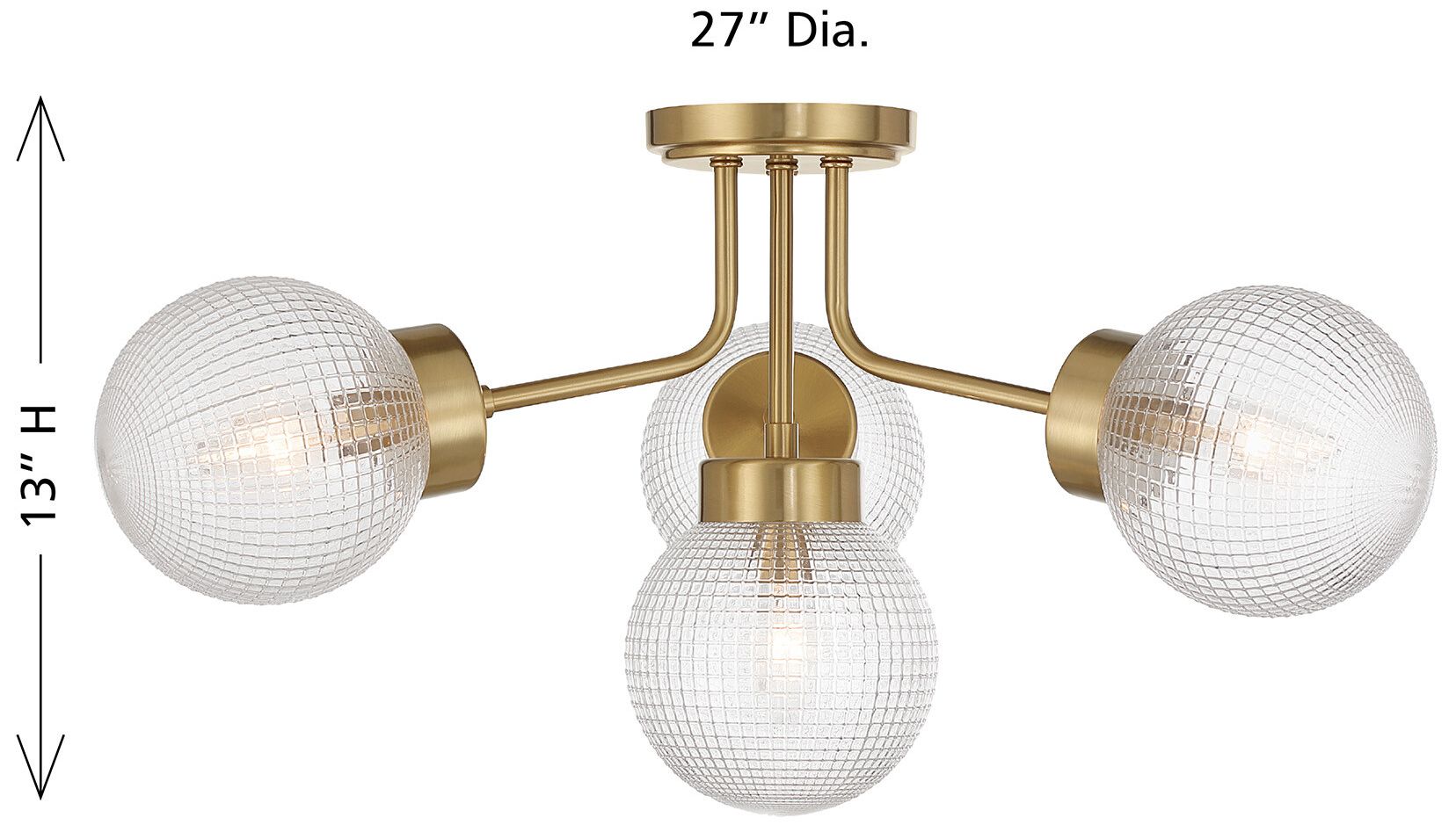 Coral 4-Light Semi-Flush in Warm Brass
