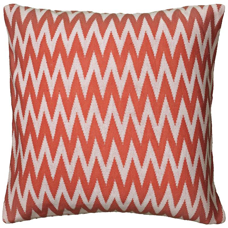 Image 1 Coral and White Woven 20 inch Square Chevron Throw Pillow