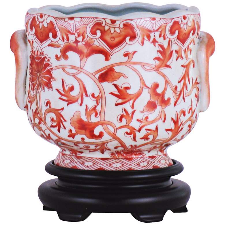 Image 1 Coral Floral Porcelain Cachepot