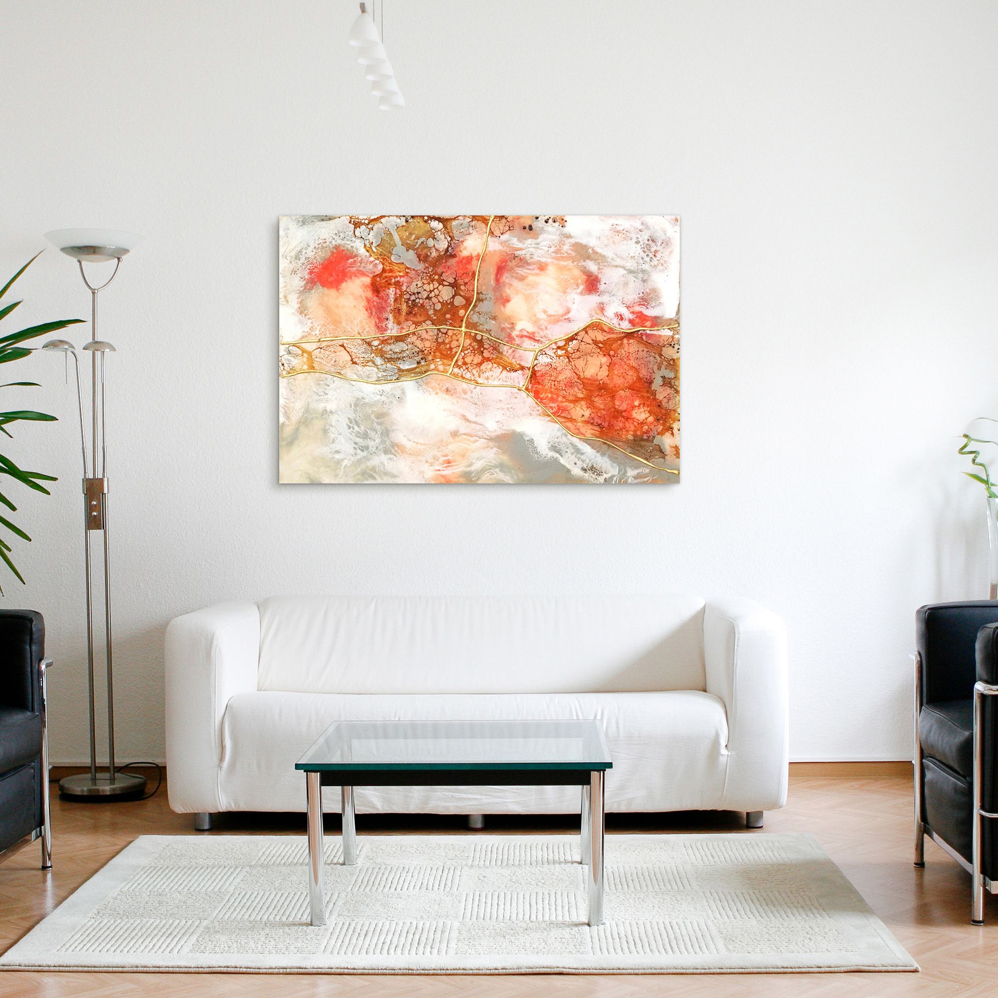 Coral Lace II 48" High Free Floating Glass Graphic Wall Art in scene