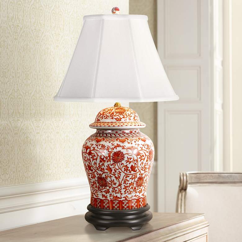 Image 1 Coral Porcelain Temple Jar Table Lamp