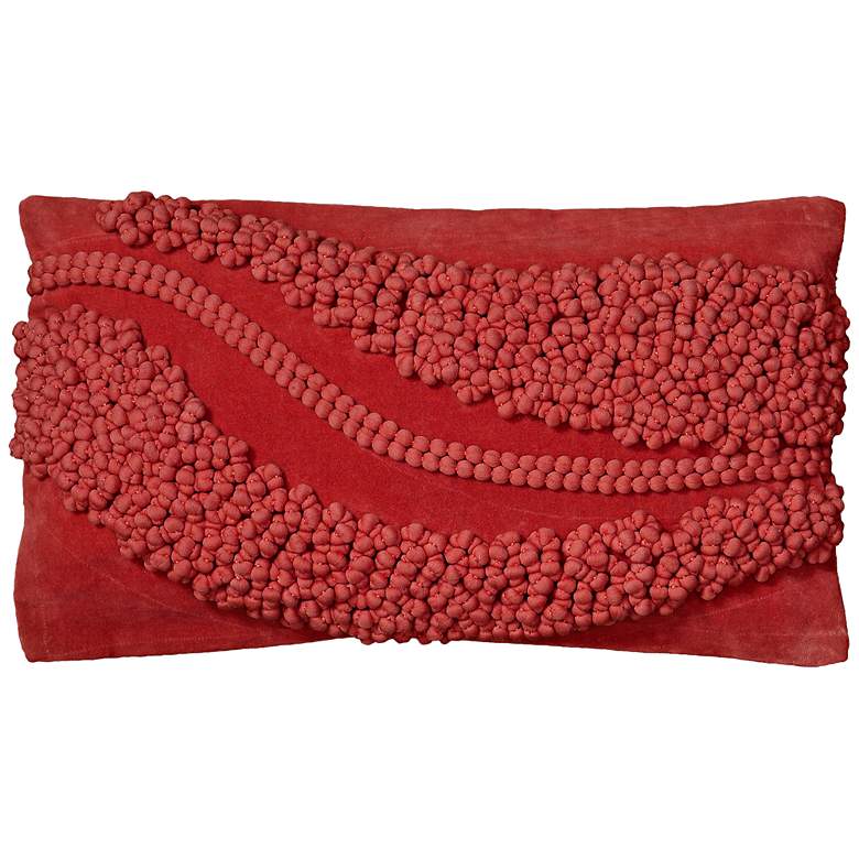 Image 1 Coral Red 21 inch x 11 inch Bolster Throw Pillow