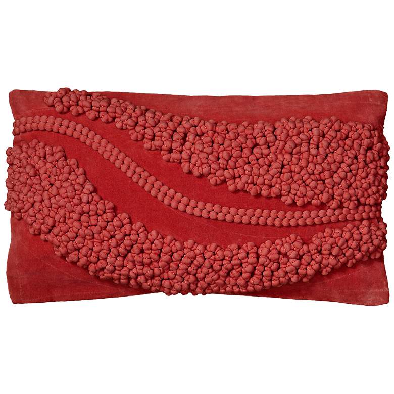 Image 1 Coral Red 21" x 11" Bolster Throw Pillow