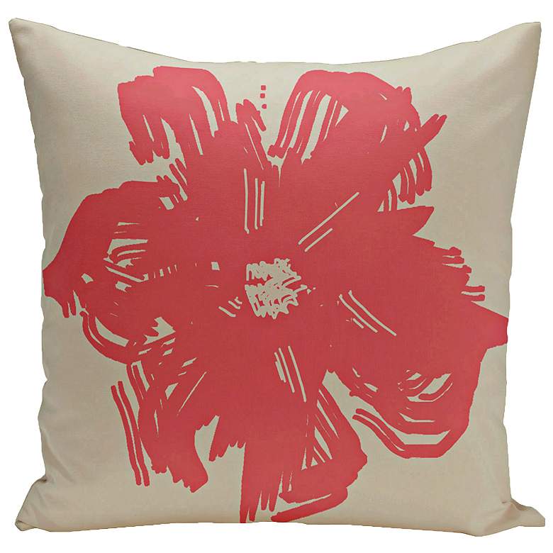 Image 1 Coral Red Bloom 20 inch Square Decorative Pillow