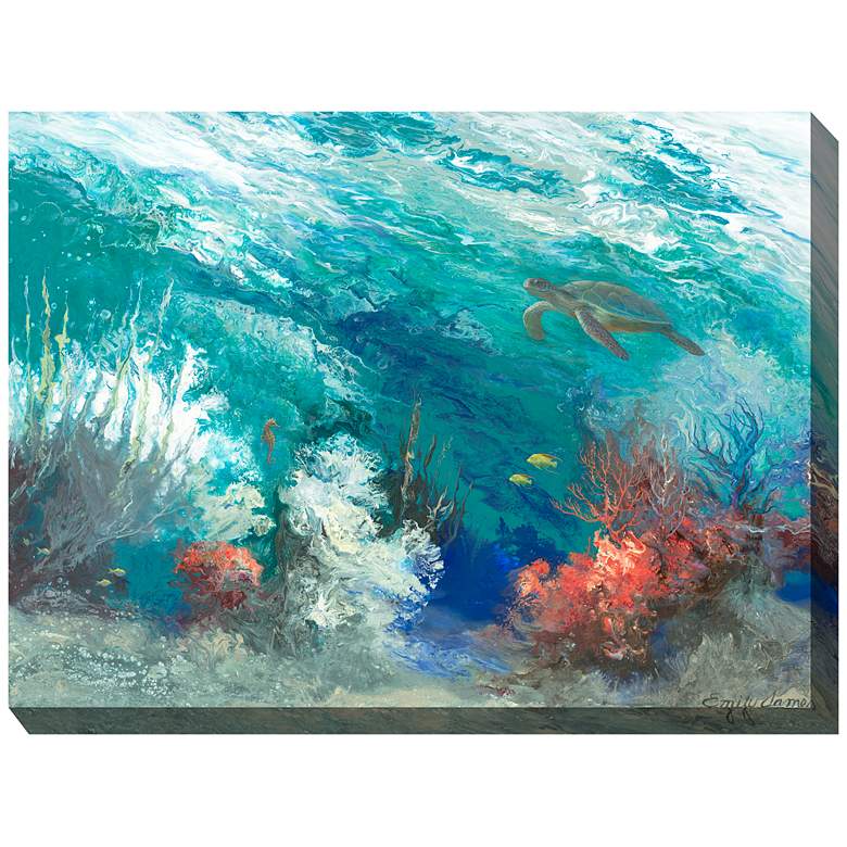 Image 1 Coral Reef 40" Wide All-Weather Outdoor Canvas Wall Art