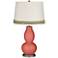 Coral Reef Double Gourd Table Lamp with Scallop Lace Trim