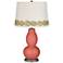 Coral Reef Double Gourd Table Lamp with Vine Lace Trim