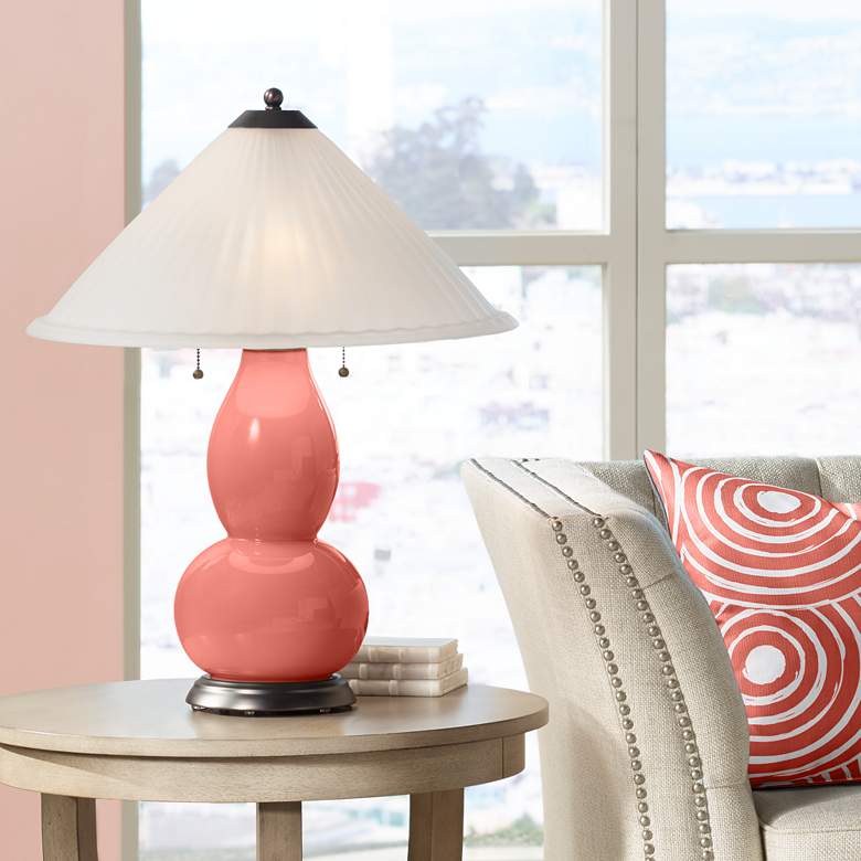 Image 1 Coral Reef Fulton Table Lamp with Fluted Glass Shade